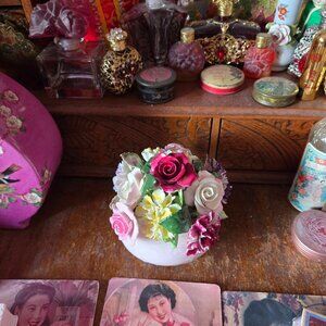 Vintage Adderly Flora Bone China Rose Flower Bouquet Sculpture Roses Cottagecore